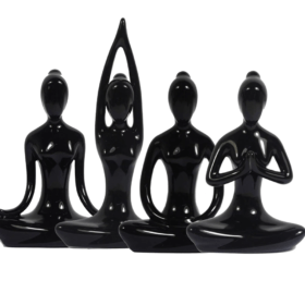 OwMell Set of 4 Black Ceramic Yoga Pose Figurines – Buy Online at AbmarketX