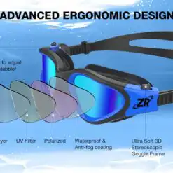 ZIONOR G1 Polarized Swimming Goggles – Mirror Blue – Buy Online at AbmarketX