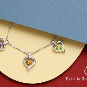 PEORA Sterling Silver Heart in Heart Solitaire Pendant Necklace – Buy Online at AbmarketX
