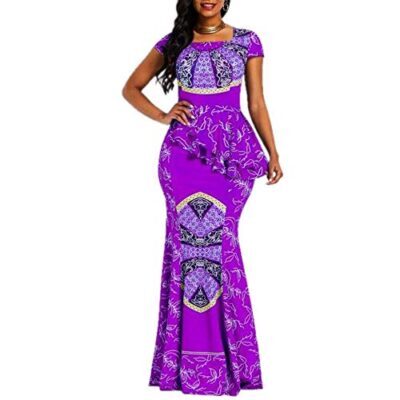 VERWIN African Dress | Geometric Mermaid Maxi Dress – Buy Online at AbmarketX