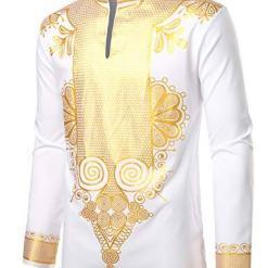 LucMatton Men’s Metallic Gold Dashiki – Black Shirt – Buy Online at AbmarketX