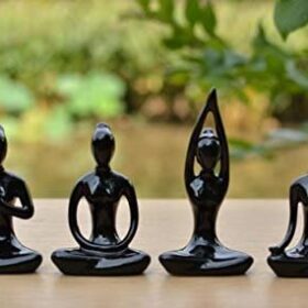 OwMell Set of 4 Black Ceramic Yoga Pose Figurines – Buy Online at AbmarketX