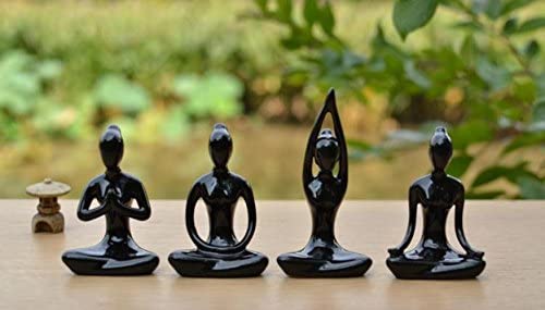 OwMell Set of 4 Black Ceramic Yoga Pose Figurines – Buy Online at AbmarketX