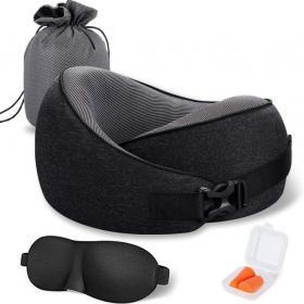 MLVOC Memory Foam Travel Neck Pillow with Eye Mask – Buy Online at AbmarketX