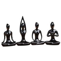 OwMell Set of 4 Black Ceramic Yoga Pose Figurines – Buy Online at AbmarketX