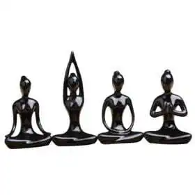 OwMell Set of 4 Black Ceramic Yoga Pose Figurines – Buy Online at AbmarketX