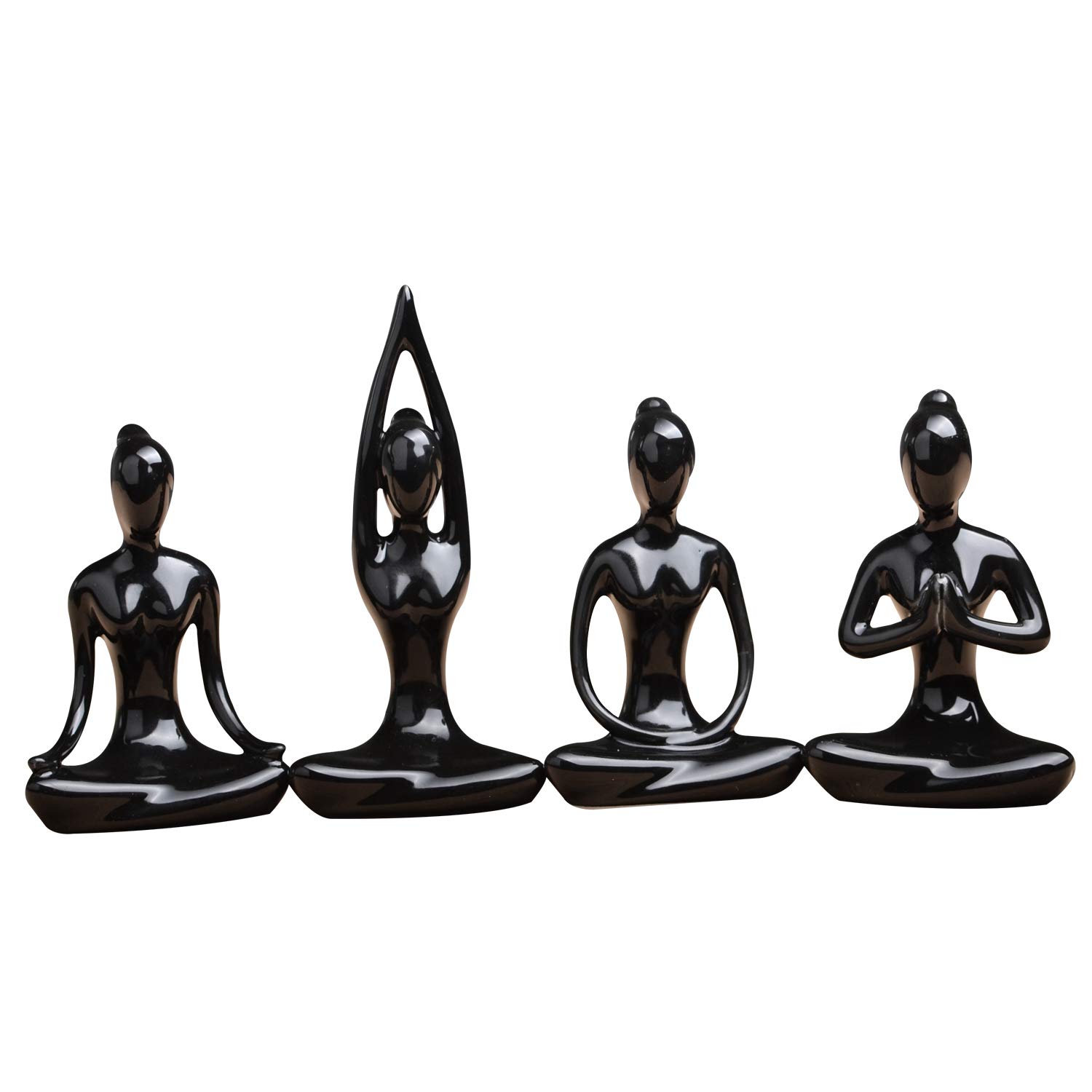 OwMell Set of 4 Black Ceramic Yoga Pose Figurines – Buy Online at AbmarketX