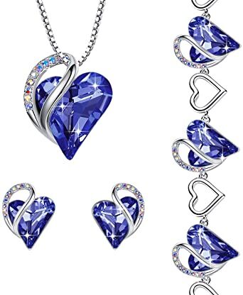 Leafael Infinity Love Birthstone Heart Crystal Pendant Necklace – Buy Online at AbmarketX