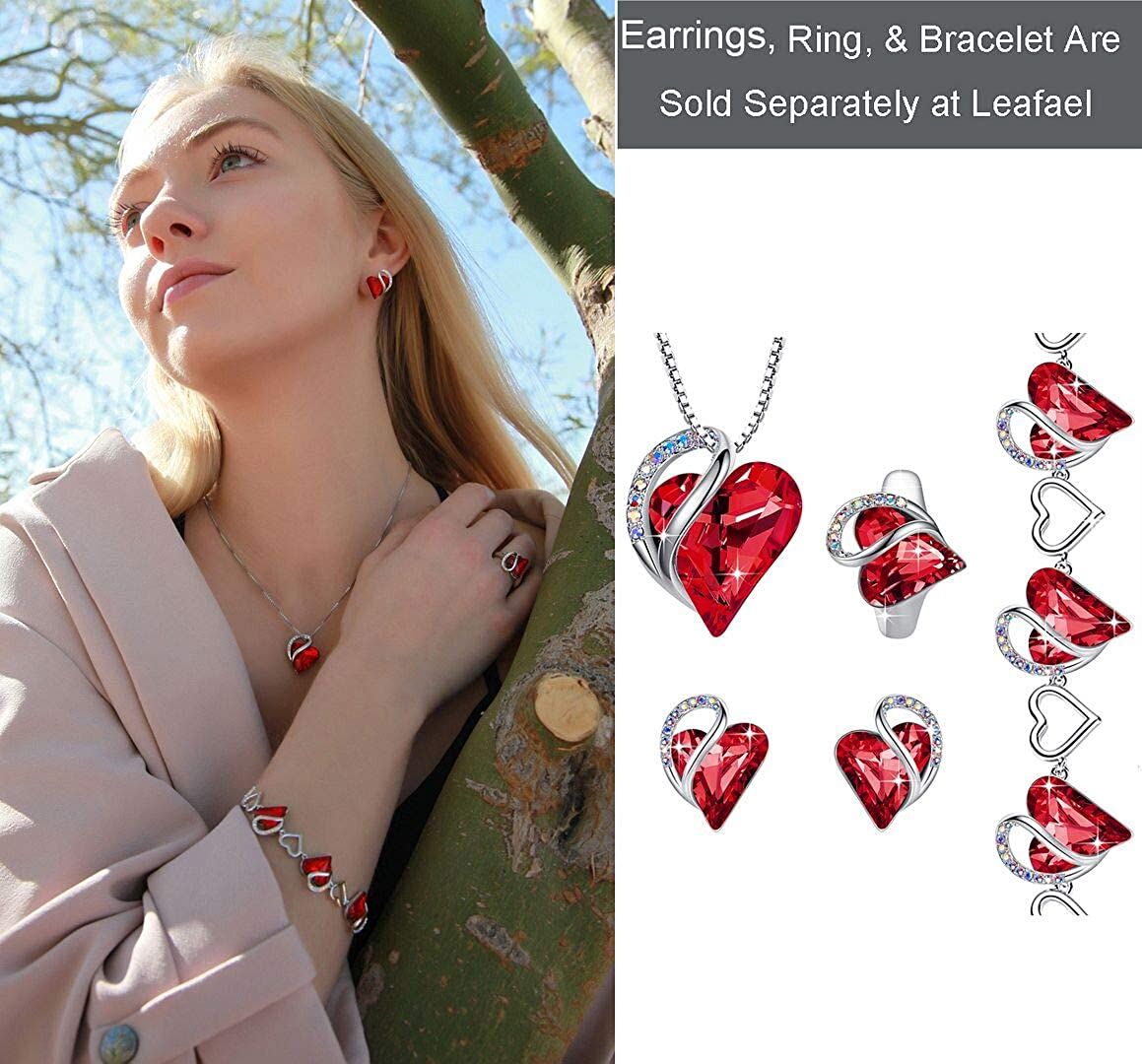 Leafael Infinity Love Birthstone Heart Crystal Pendant Necklace – Buy Online at AbmarketX