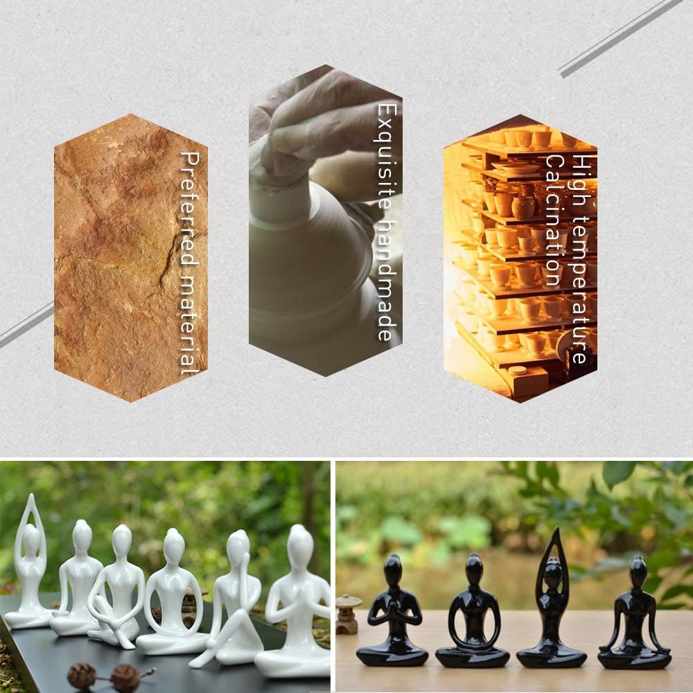 OwMell Set of 4 Black Ceramic Yoga Pose Figurines – Buy Online at AbmarketX