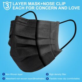 Disposable Face Masks, Black, 3-Layer Protection – ZTANPS – Buy Online at AbmarketX