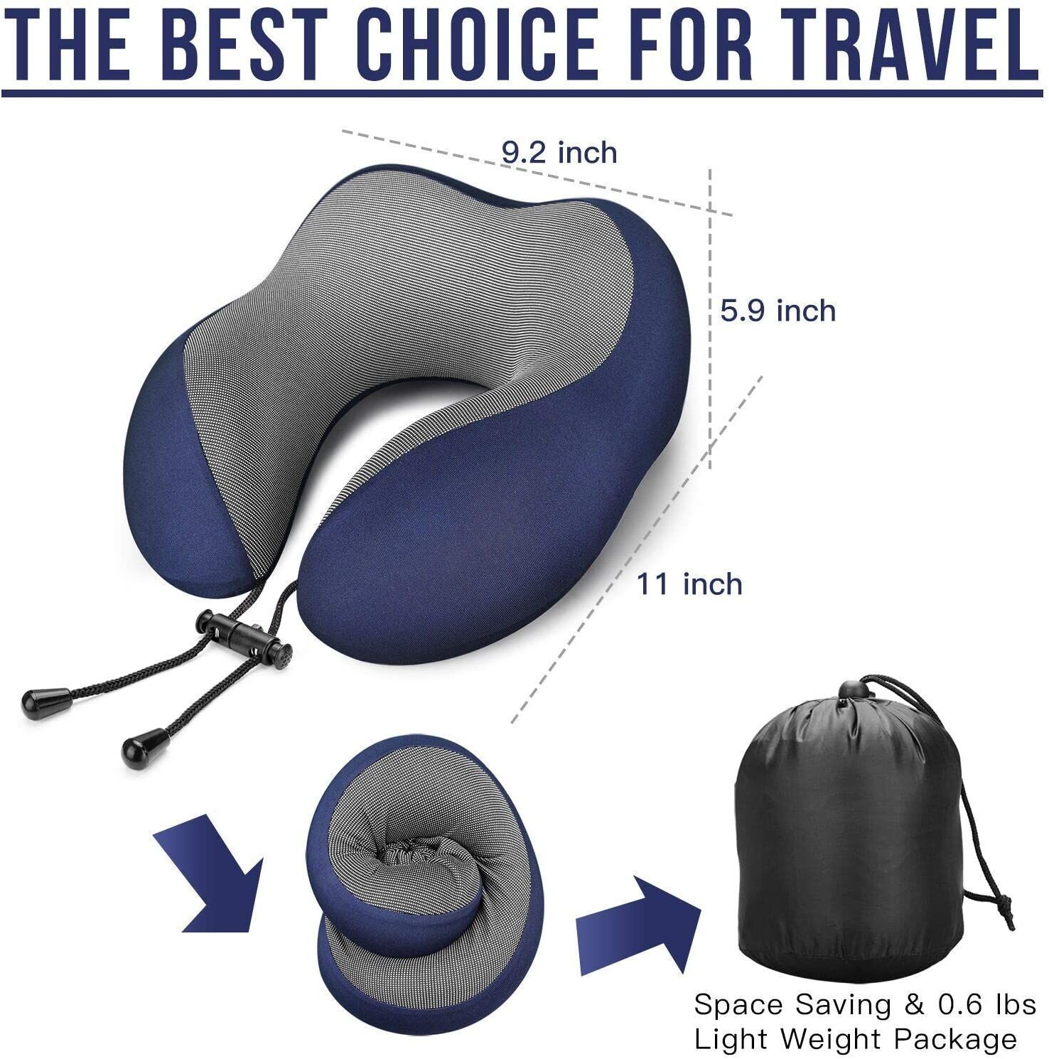MLVOC Memory Foam Travel Neck Pillow with Eye Mask – Buy Online at AbmarketX