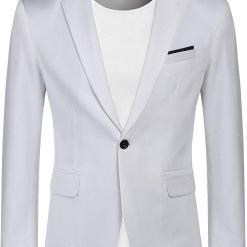 COOFANDY White Men’s Slim Fit One Button Blazer – Buy Online at AbmarketX