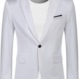 COOFANDY White Men’s Slim Fit One Button Blazer – Buy Online at AbmarketX