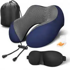 MLVOC Memory Foam Travel Neck Pillow with Eye Mask – Buy Online at AbmarketX