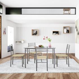 VECELO 5-Piece Dining Table Set with 4 Chairs and 4 Placemats – Buy Online at AbmarketX