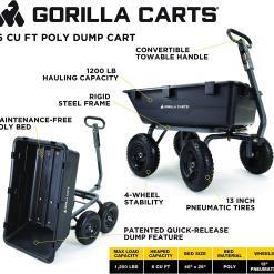 Gorilla Carts Heavy-Duty Garden Dump Cart – Buy Online at AbmarketX