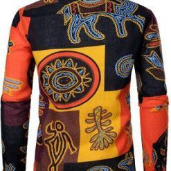 LucMatton Yellow Men’s Linen African Traditional Pattern Shirt – Buy Online at AbmarketX