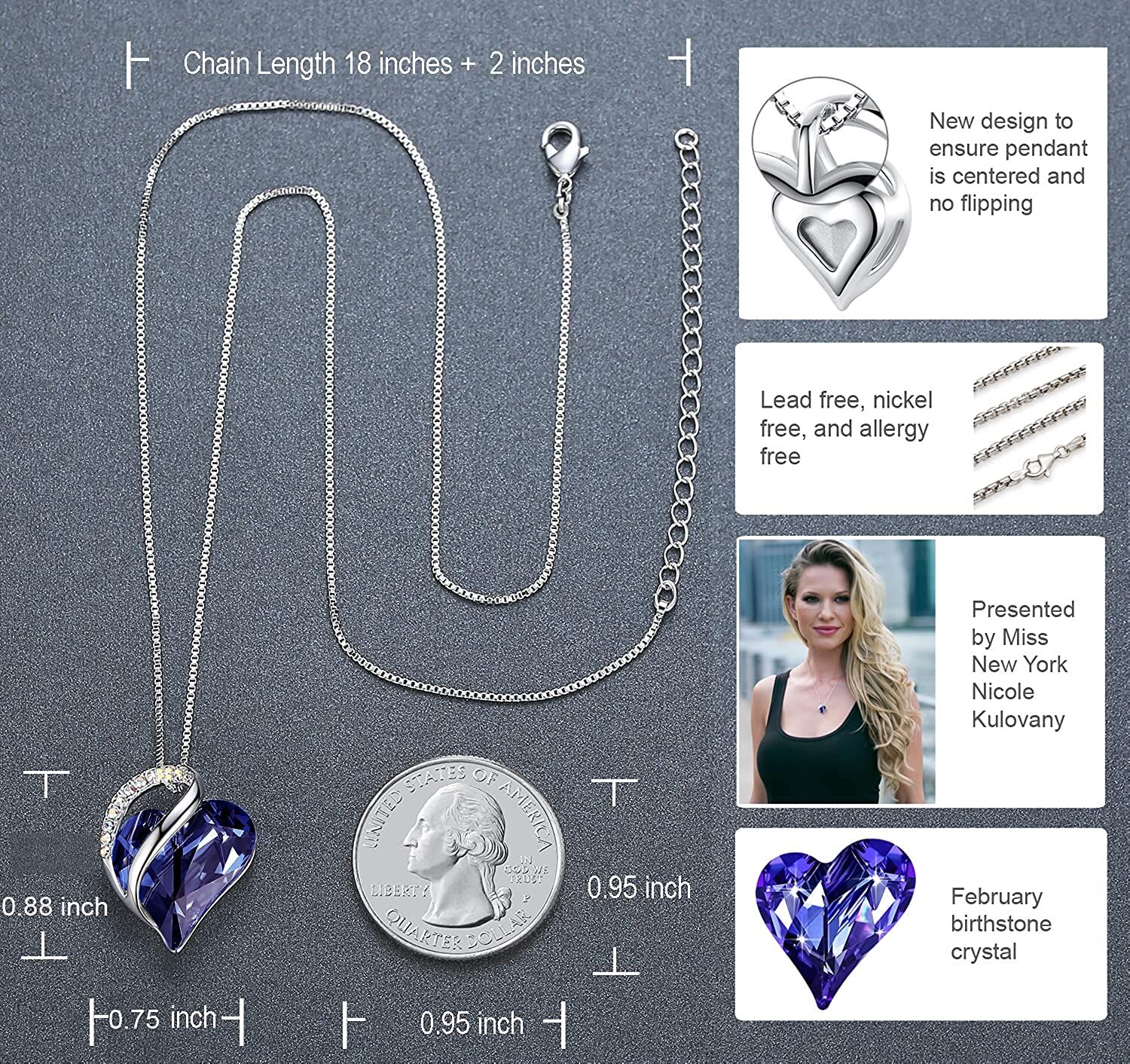 Leafael Infinity Love Birthstone Heart Crystal Pendant Necklace – Buy Online at AbmarketX