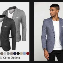 COOFANDY Blue Men’s Slim Fit One Button Blazer – Buy Online at AbmarketX