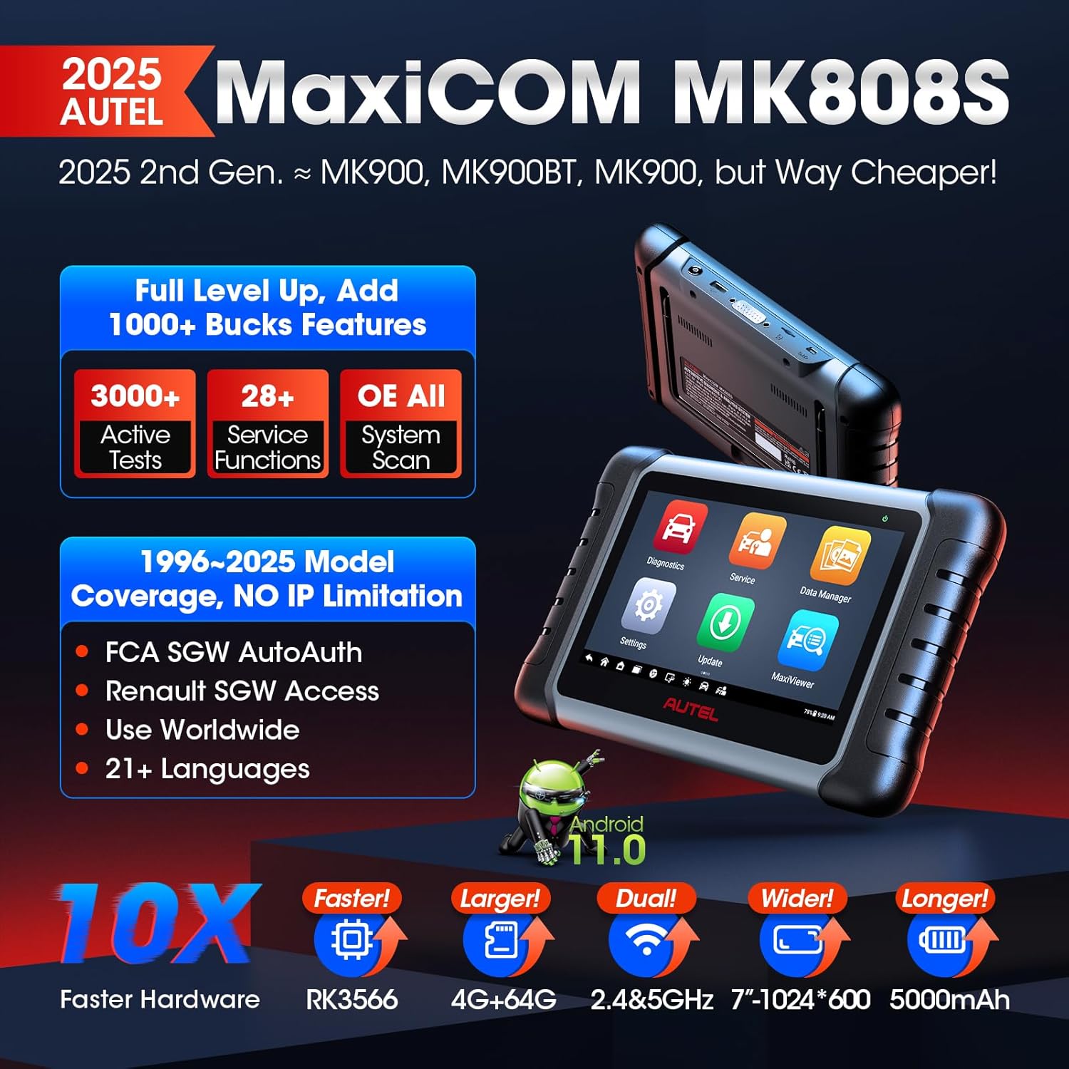 Autel MaxiCOM MK808S: 2025 Bidirectional Diagnostic Tool – Buy Online at AbmarketX