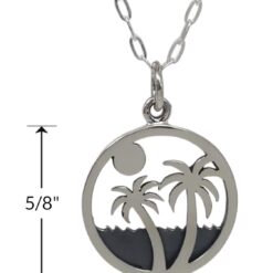 Sterling Silver Palm Trees on Island Cutout Charm Necklace – Buy Online at AbmarketX