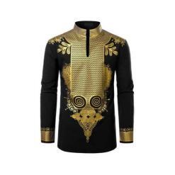 LucMatton Men’s Metallic Gold Dashiki – Black Shirt – Buy Online at AbmarketX