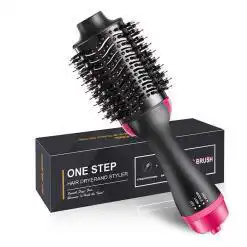 REVLON One-Step Volumizer Hair Dryer and Hot Air Styler with black and pink oval brush design.