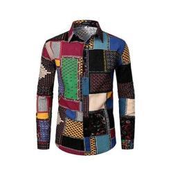LucMatton BG Men’s Linen African Traditional Pattern Shirt – Buy Online at AbmarketX