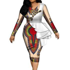Women’s African Print Bodycon Dress with Ruffles – Buy Online at AbmarketX