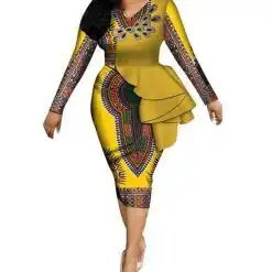 Women’s Dashiki Bodycon Ruffle Dress – Buy Online at AbmarketX