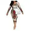 Women’s African Print Bodycon Dress with Ruffles – Buy Online at AbmarketX
