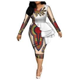 Women’s African Print Bodycon Dress with Ruffles – Buy Online at AbmarketX