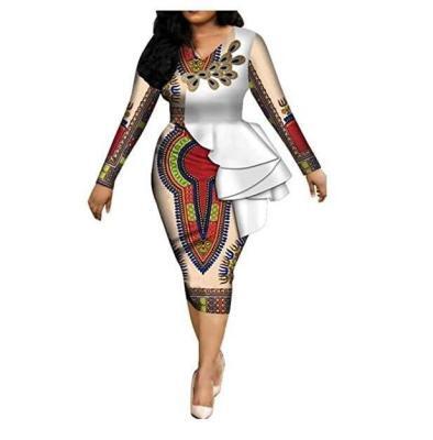 Women’s African Print Bodycon Dress with Ruffles – Buy Online at AbmarketX
