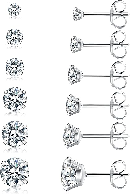 Wssxc 6 Pairs Hypoallergenic Stud Earrings Set - Image 2