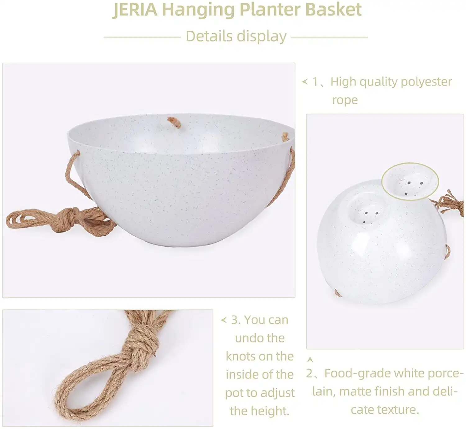 ERIA 4‑Pack 10 inch Speckled White Hanging Planter Basket – Buy Online at AbmarketX