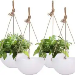 ERIA 4‑Pack 10 inch Speckled White Hanging Planter Basket – Buy Online at AbmarketX
