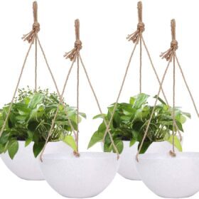 ERIA 4‑Pack 10 inch Speckled White Hanging Planter Basket – Buy Online at AbmarketX