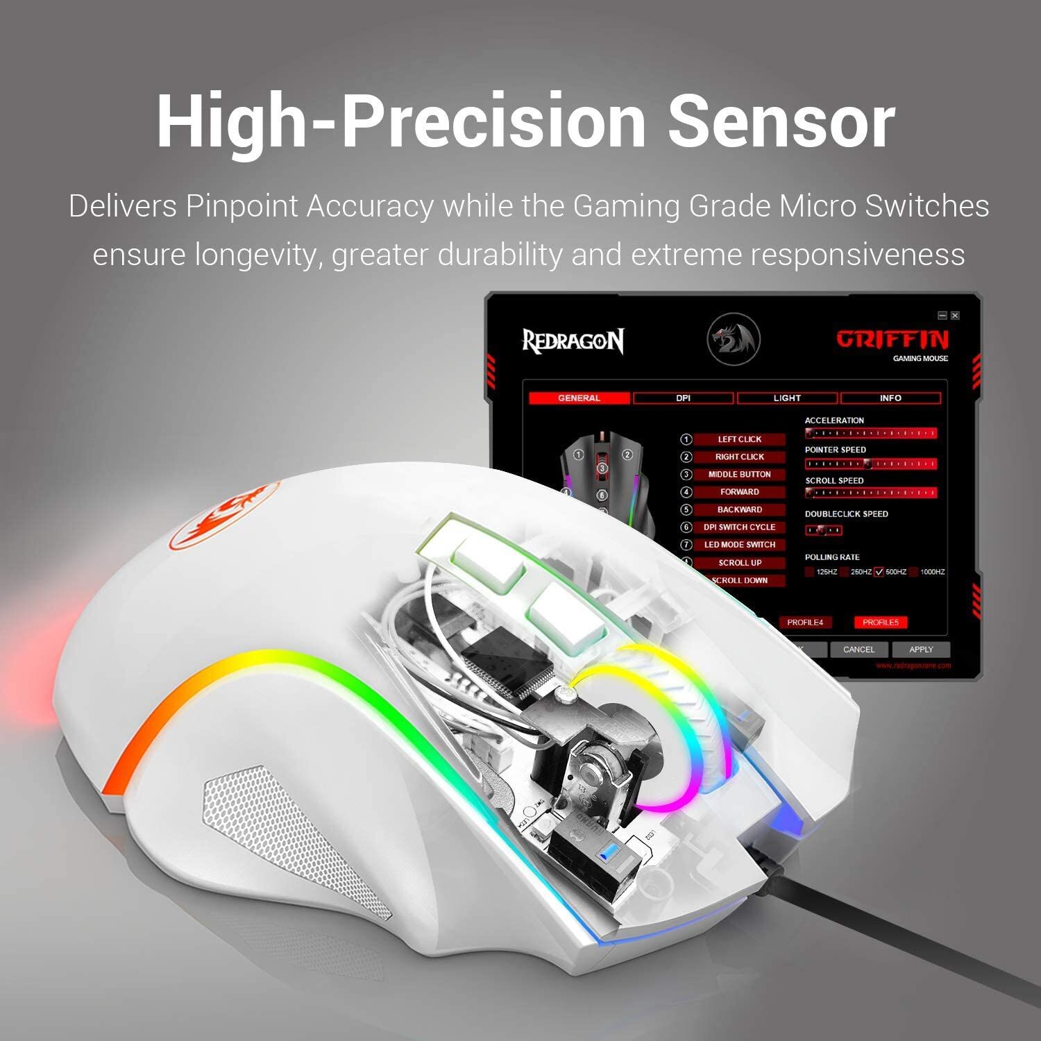 Redragon M602 RGB Wired Gaming Mouse – White – Buy Online at AbmarketX