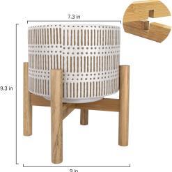 LA JOLIE MUSE 7.3″ Ceramic Planter with Wood Stand – Buy Online at AbmarketX