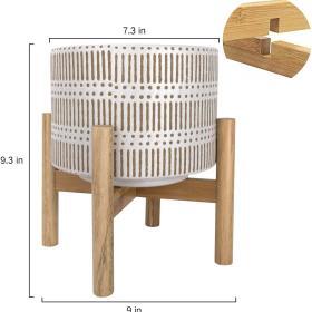 LA JOLIE MUSE 7.3″ Ceramic Planter with Wood Stand – Buy Online at AbmarketX