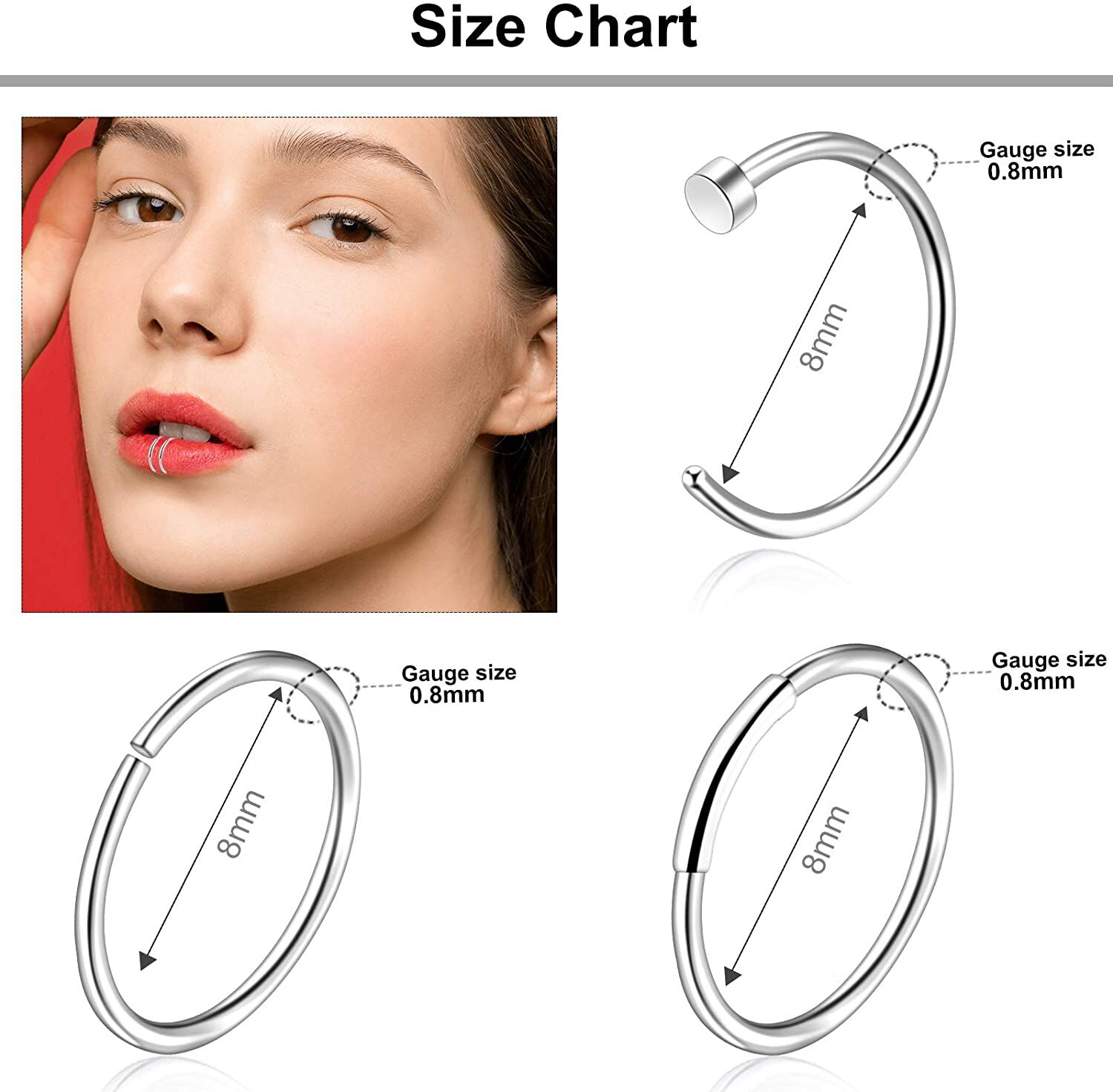 ONESING 35–70 PCS 18G/20G Nose Rings Set – Buy Online at AbmarketX