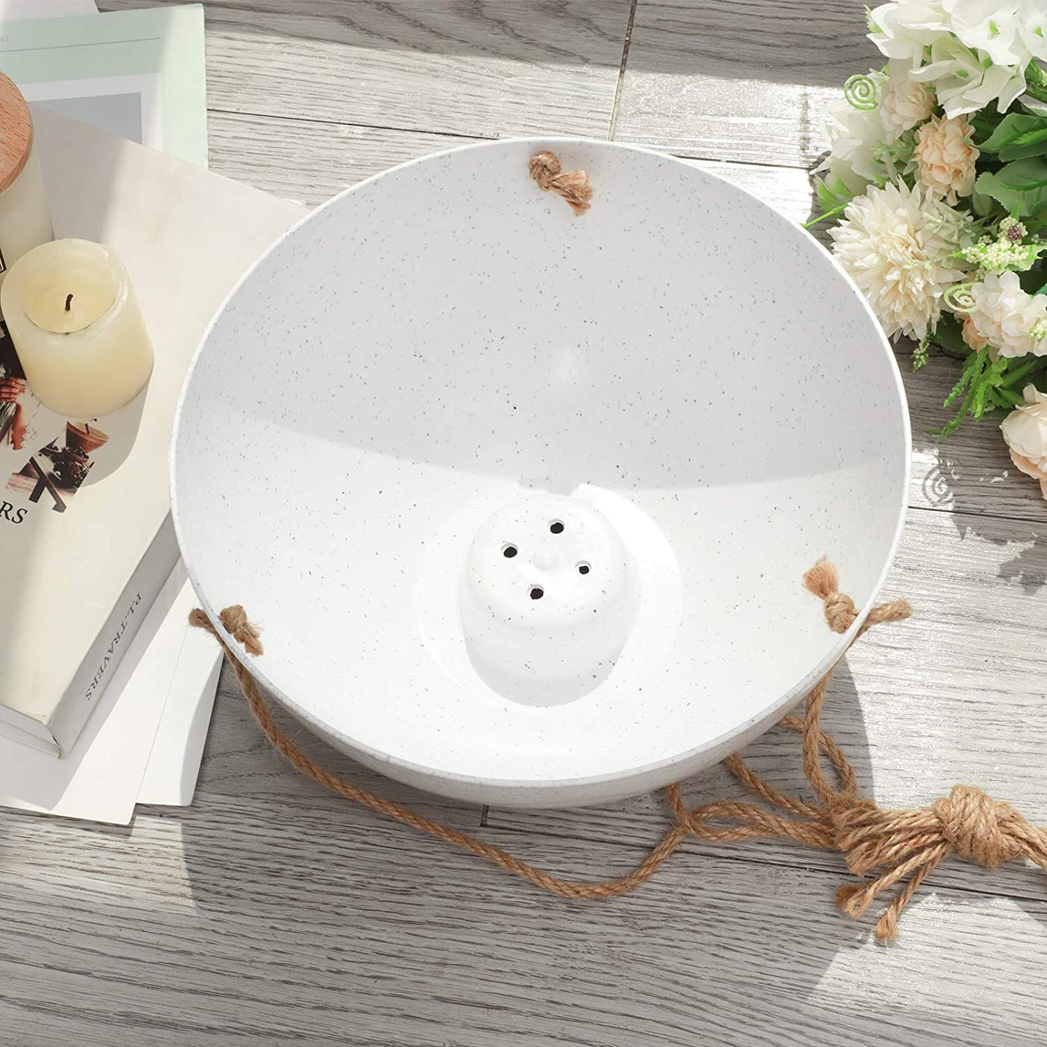 ERIA 4‑Pack 10 inch Speckled White Hanging Planter Basket - Image 5