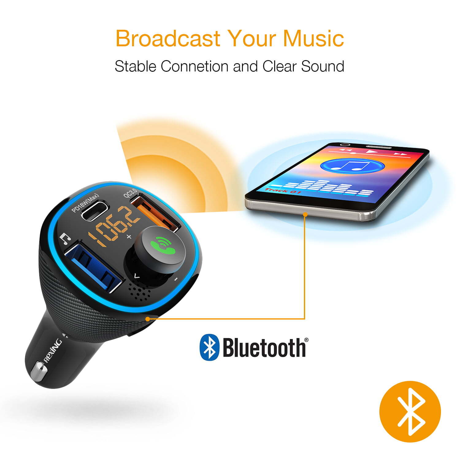 Rexing FM3 Bluetooth 5.0 FM Transmitter Car Charger – Buy Online at AbmarketX
