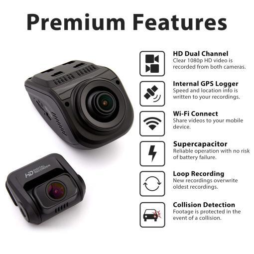 Rexing V1P Pro Dual 1080p Dash Cam with Wi-Fi & GPS - Image 2