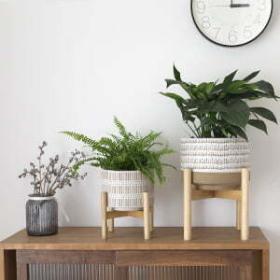 LA JOLIE MUSE 7.3″ Ceramic Planter with Wood Stand – Buy Online at AbmarketX