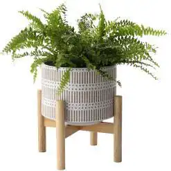 LA JOLIE MUSE 7.3″ Ceramic Planter with Wood Stand – Buy Online at AbmarketX