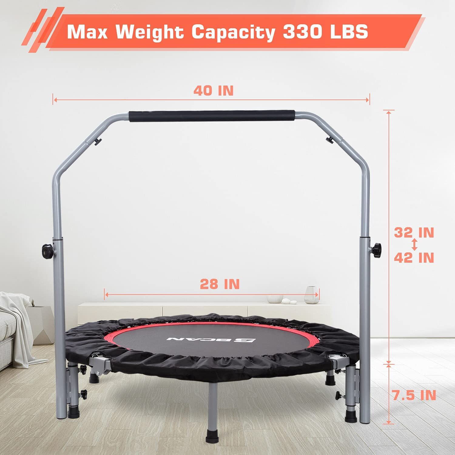 BCAN 40/48″ Foldable Mini Trampoline – Buy Online at AbmarketX