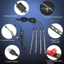 Nilight 48 LEDs DC 5V Multicolor Music Car Strip Light Kit – Buy Online at AbmarketX