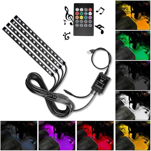 Nilight 48 LEDs DC 5V Multicolor Music Car Strip Light Kit